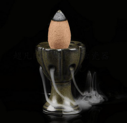 Ceramic Lotus Column Incense Burner