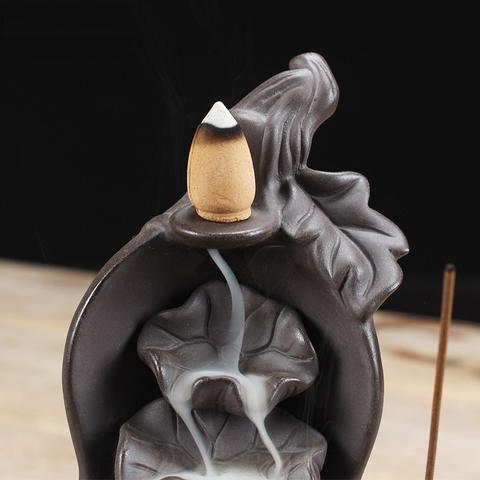 Ceramic Incense Burner with Purple Clay Gourd Design