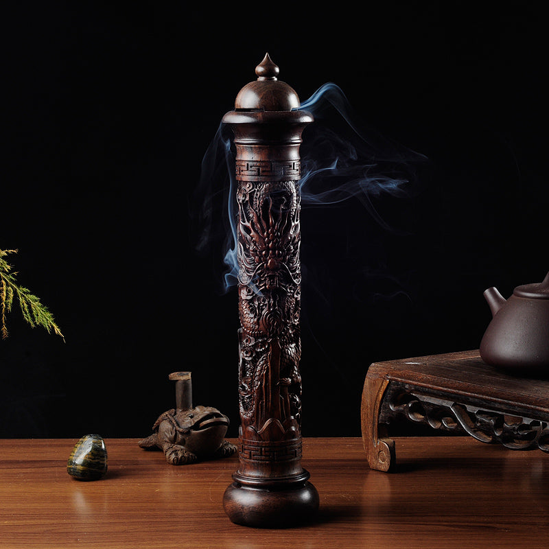 Ebony Dragon Incense Burner Cylinder