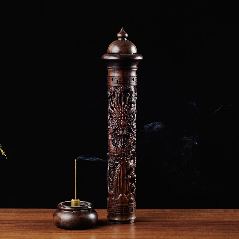 Ebony Dragon Incense Burner Cylinder