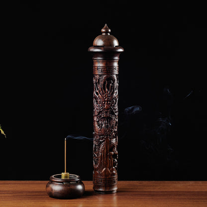 Ebony Dragon Incense Burner Cylinder