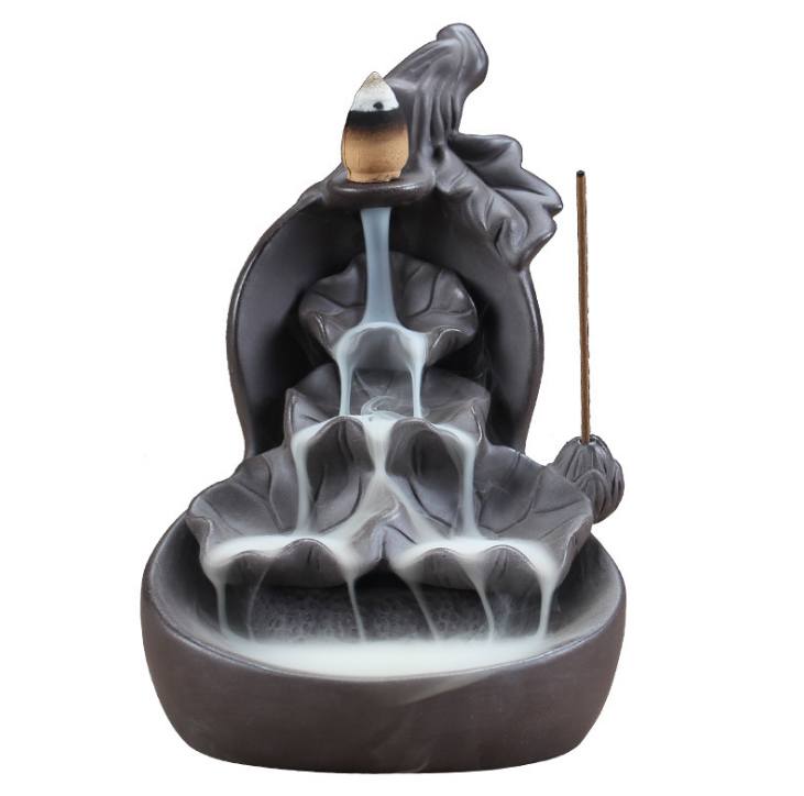 Ceramic Incense Burner with Purple Clay Gourd Design