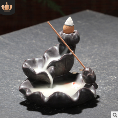 Ceramic Incense Burner with Purple Clay Gourd Design