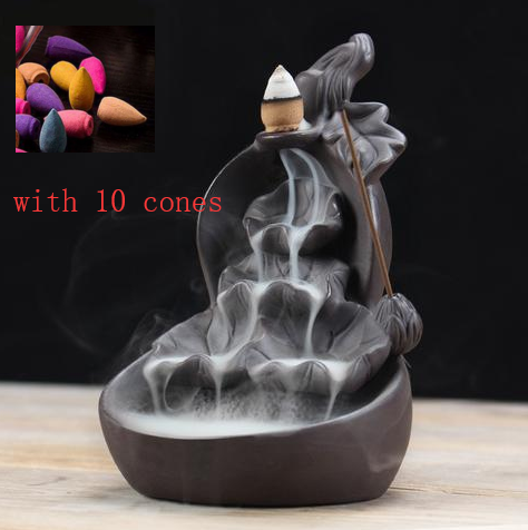Ceramic Incense Burner with Purple Clay Gourd Design