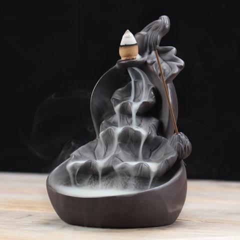 Ceramic Incense Burner with Purple Clay Gourd Design