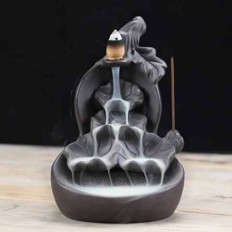 Ceramic Incense Burner with Purple Clay Gourd Design